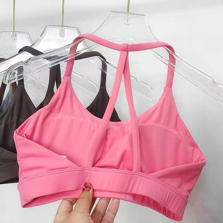 Beautiful Back Sports Underwear Women's Thin Shoulder Strap Hanging Neck Strap Naked Feel bra Yoga Bra Fitness Training Tank Top