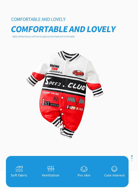 Newborn Clothes Outdoor Racing Clothes Comfortable And Soft For Boys And Girls Spring And Autumn Long Sleeved Baby Jumpsuit