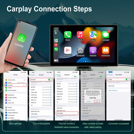 Portable 9" Car Mirror Radio Multimedia Video Player Universal Wireless CarPlay Android Auto Screen Bluetooth AUX TF GPS DVR