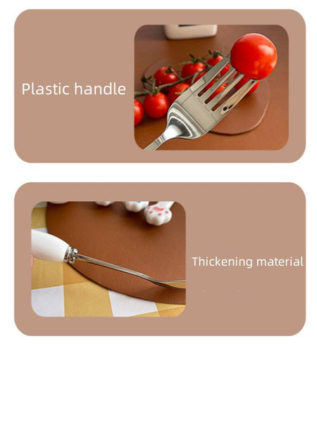 Cute Cat Paw Cutlery Set Stainless Steel Fork Spoon with Storage Box Dinnerware Tableware Silverware Lunch Bento Accessories