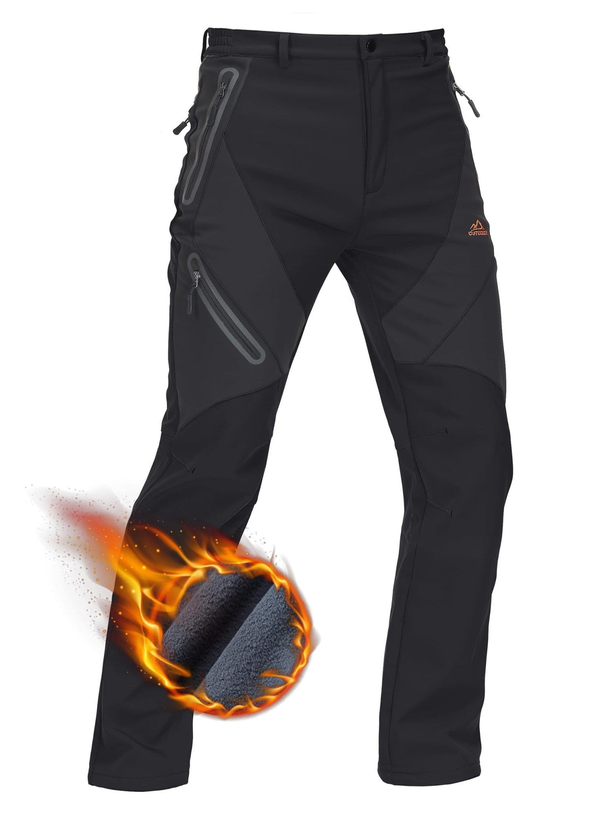 KEFITEVD Men's Winter Warm Snow Skiing Pants Waterproof Windproof Hunting Hiking Pants Trousers Outdoor Fleece Soft Shell Pants