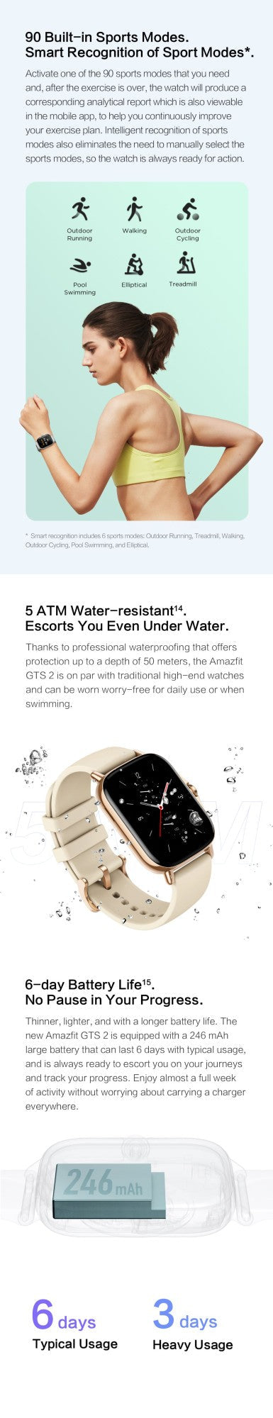 [New Version ] Amazfit GTS 2 Smartwatch 43mm All-round Health and Fitness Tracking Smart Watch Alexa Built-in