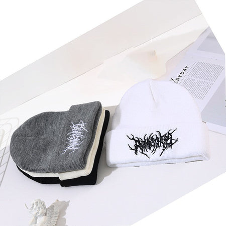 Warm Women Men Winter Beanies Hats Gothic Street Punk Knitted Bonnet Caps 100% Cotton Fashion Keep Warm Skullies Beanies Hats