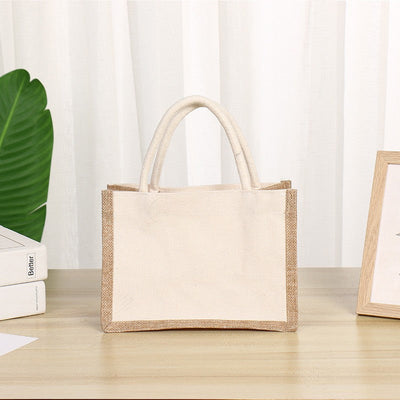 10 custom cotton and linen handbags, linen splicing bags, canvas shopping bags, clothing storage bags, printed logo