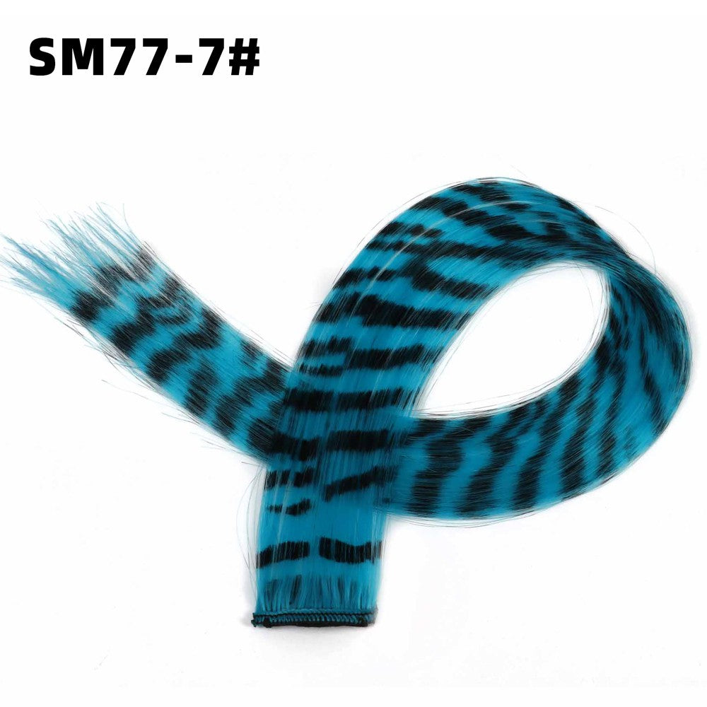 3pcs/set Stripe Printed Hair Colorful Long Straight Hair Pieces Synthetic Clip-in Hair Extensions for Daily Use Party Halloween