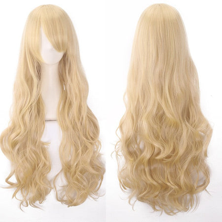 European and American style cos color anime wig, with foreign trade buckle net, universal, 80CM long, curly Synthetic fiber wig