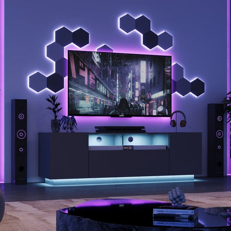 GALAXHERO TV Stand for 65 Inch TV Entertainment Center with Storage Cabinet Modern TV Console for Living Room with Ample Storage