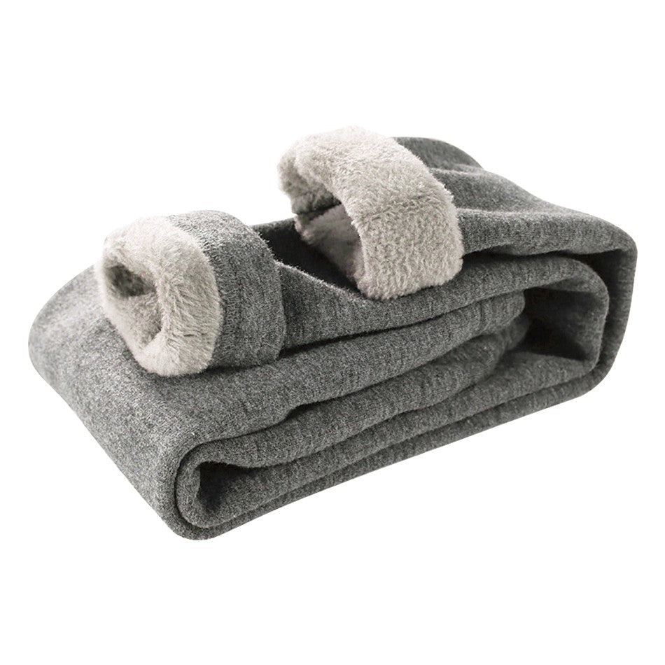 Girls Fleece-Lined Winter Thermal Pants Children Thickened Warm Soft Black White Gray Pink Outdoor Leggings for Kids Clothing
