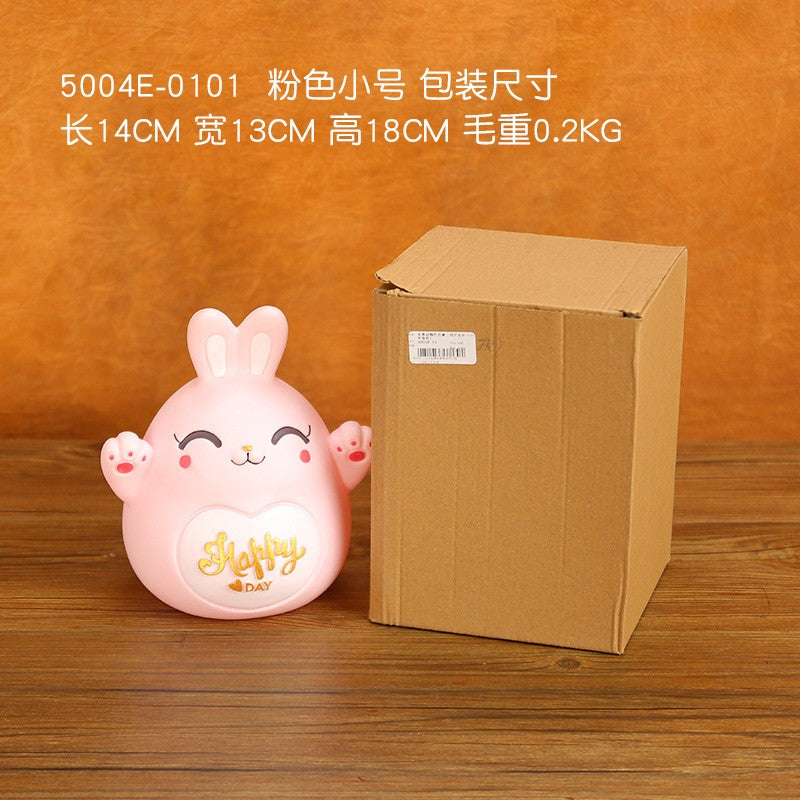Cartoon Rabbit Piggy Bank Home Living Room Bedroom Ornament Children's Gift Vinyl Anti-fall Piggy Bank Home Accessories