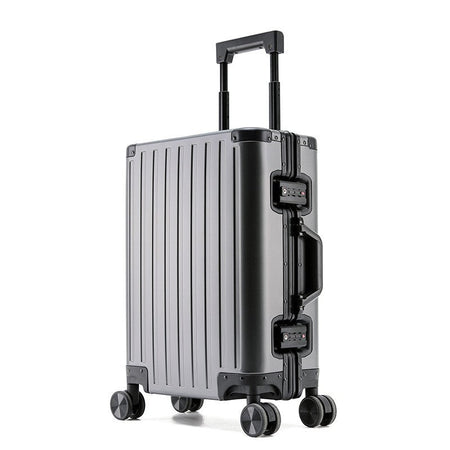 All-aluminum-magnesium alloy suitcase: women's 24-inch aluminum-framed swivel trolley case, men's 20-inch boarding travel metal