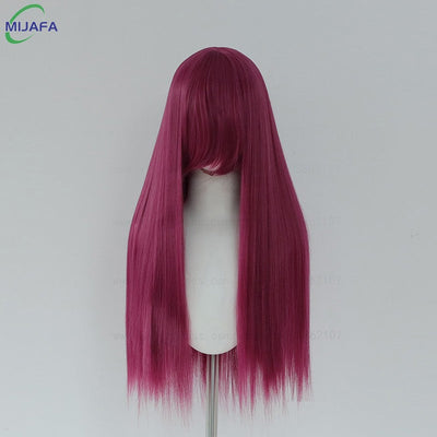 Very High Quality 400g 48 Colors 24Inch 60cm Long Straight Cosplay Wig With Bangs Heat Resistant Hair Anime Wigs + Wig Cap