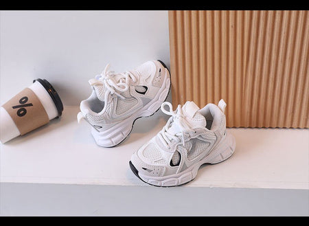 Kids Casual Sports Shoes with Thick Soles Boys Girls Fashion Versatile Sneakers 2024 New Children Mesh Breathable Running Shoes