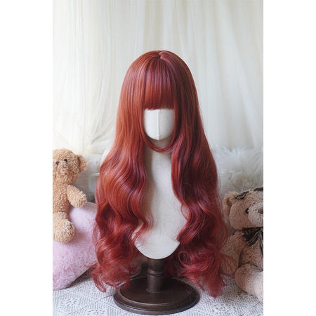 32cinch Lolita Style Long Curly  Wig | Heat Resistant Synthetic Hair with Bangs for Cosplay, Halloween, Anime Theme Party Dress