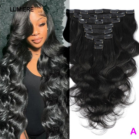 Body Wave Human Hair Clip In Extensions 100% Human Hair Extensions Brazilian Virgin Raw Seamless Clip In Hair Weave For Women