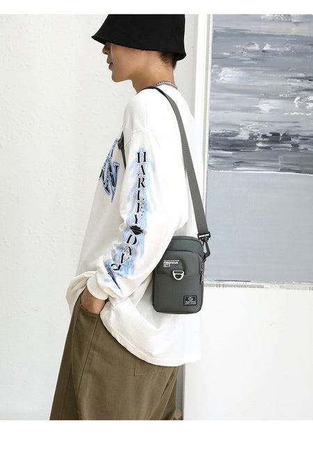 Fashion 3 Layers Men Small Shoulder Bag High Quality Durable Nylon Male Handbag Portable Messenger Bag Flap Mini Waist Bag