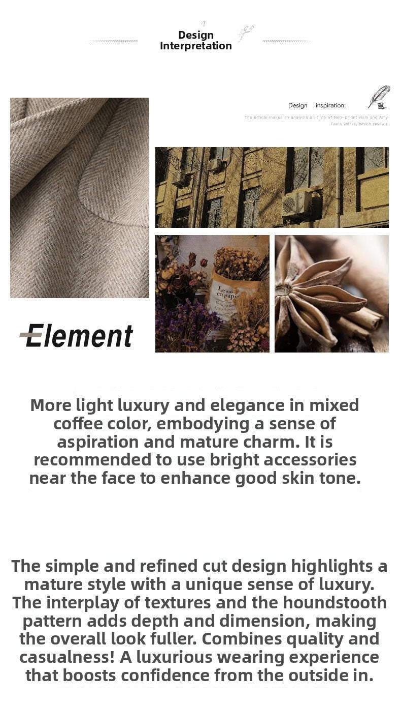Plus Size Women's Thickened Woolen Coat Hot Sale Of The Season Autumn Winter New Style Coffee Color Slimming Mid-Length Korea...