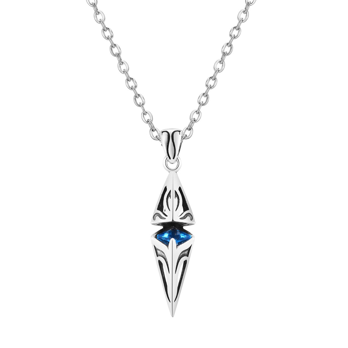 Vnox Stylish Blue Stone Necklaces for Men, Stainless Steel Cube Geometric Pendant Collar Jewelry, Birthday Party Gifts for Him