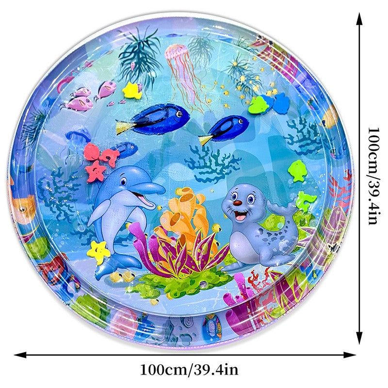 1pc 100cm/39.4inch PVC Baby Playing Water Mat Purple Round Seal Pattern Toddler Pad Kids Early Education Activity Toys Cushion