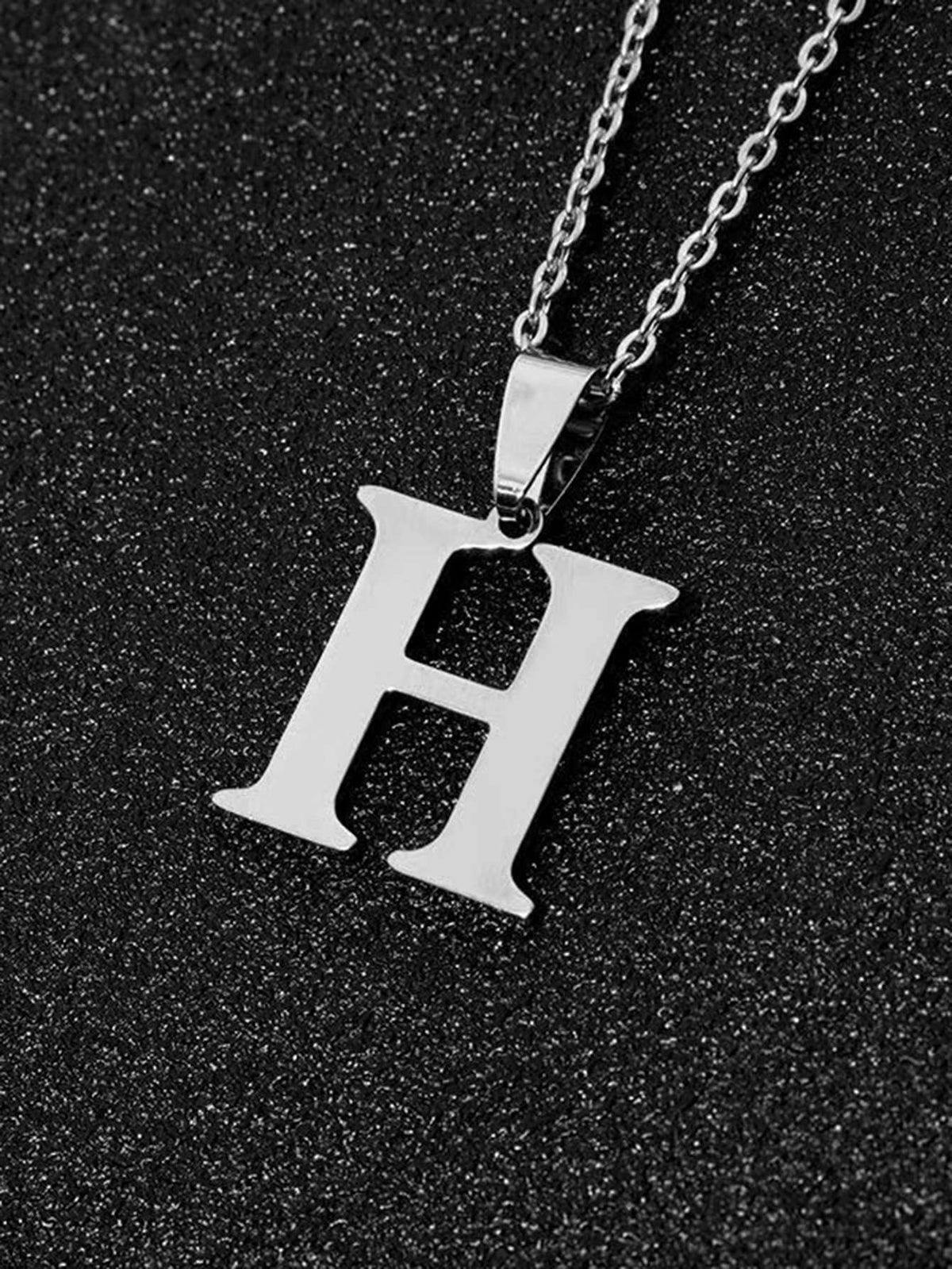 DGIDDK Stainless Steel Fashion Simple A-Z Small Letter Necklace Initial Pendant Fine Chain Alphabet Men Women Jewelry Gift