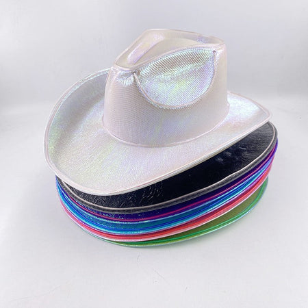 Wireless LED Western Cowboy Hat Light Up Cowboy Hat Disco Bride Pink Cowgirl Hat Concert NightClub Wedding Costumes Accessories
