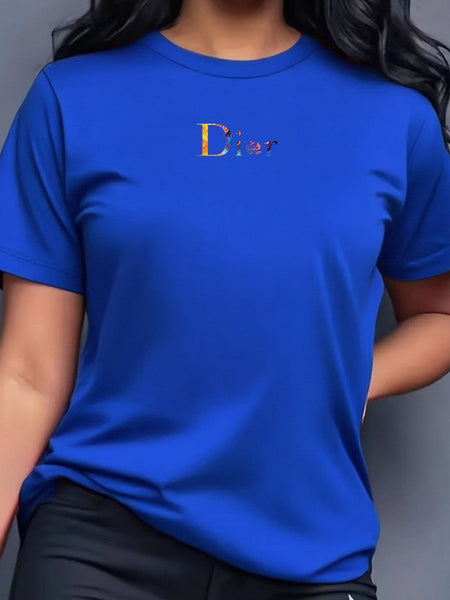 Ladies Hot Sale Brand Printed T-shirt Fashion Casual Letter Simple Pattern Top Summer Short Sleeve Loose Women's Cotton Top