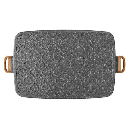 Cast Aluminum Double Griddle with Charcoal Grey Speckled for Easy Cooking and Cleaning for Everyday Kitchen Use