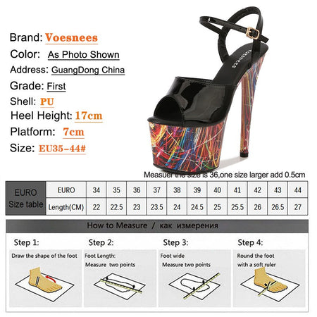 17CM Summer Shoes Women luxury Sandals Platform Ladies Shoes Stripper Womens High Heels Geometric Fluorescent Night light Heels