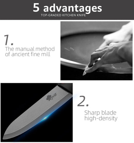 Kitchen Chef Knife Rustproof Fruit Paring Knife Ceramic Knife Household Utility Vegetable Slicing Knives Sharp Black Blades Cook