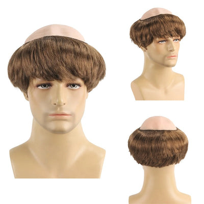 Fun Bald Cosplay Synthetic Hair Monk Wig, Novel Brown, Suitable For Halloween And Christmas-Themed Parties, 6-Inch Bald Wig