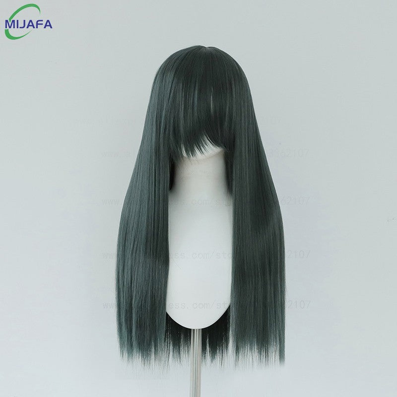 Very High Quality 400g 48 Colors 24Inch 60cm Long Straight Cosplay Wig With Bangs Heat Resistant Hair Anime Wigs + Wig Cap