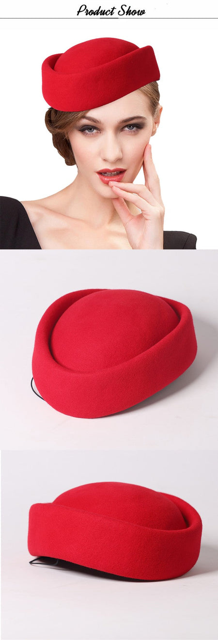 FS Vintage Winter Wool Pillbox Hats Black White Church Hat For Women Elegant Formal Tea Party Wedding Bride Cap Chapeau Femme