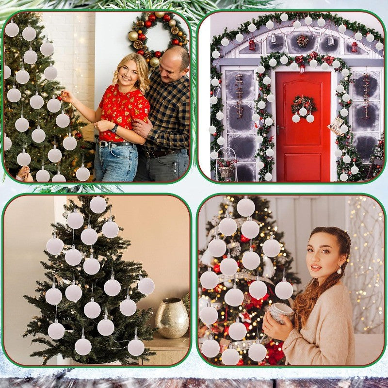 6cm Wine Red Velvet Christmas Balls for Xmas Tree Flocked Xmas Ball Hanging Pendents Navidad Festival Party Home Decor Supplies