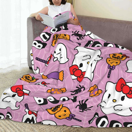 Christmas Hello Kitty Blankets Quality Warm Throw Blanket Winter Travel Office Couch Bed Graphic Bedspread