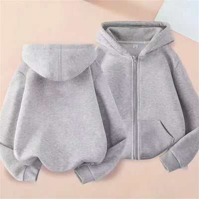 Children tops Zipper style Hoodies Coat Boy black Girls Pink Age 3-12 Kids Sweatshirt festival festival gifts Solid color