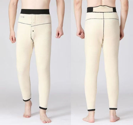 '-30° Winter Thicken Keep Warm Long Wool Sheepskin Pants One Piece of Fur Men's and Women's High Waist Wool Liner Pants