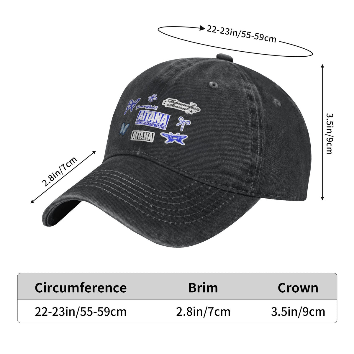 Summer Butterfly Aitana Baseball Cap Sun  Dropshipping Design Washed Hip Hop Hats Men Adult Vintage Kpop Rock Baseball Caps