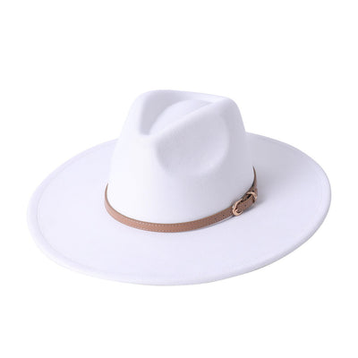 Vegan suede hat belt accessories heart-shaped wide-brimmed fedora hat for men and women felt jazz hat classic chapeau femme