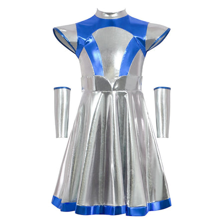 Cyber Alien Laser Reflective Alien Cosplay Dress, Adult and Children's Party Outfit, Including Tentacle Headpiece