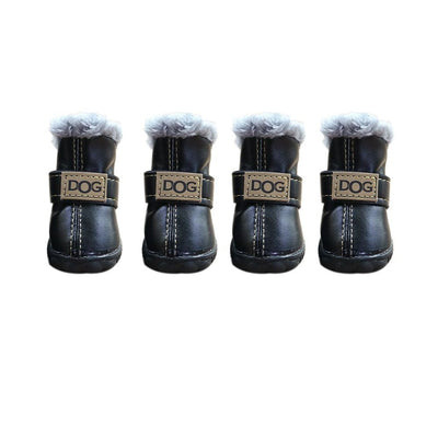 Dog Rainshoes Warm Pet Snow Boots Waterproof Soft Winter Pet Dog Shoes Plush/PU Non Slip for 4Pcs/Set Chihuahua