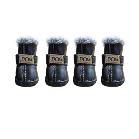 Dog Rainshoes Warm Pet Snow Boots Waterproof Soft Winter Pet Dog Shoes Plush/PU Non Slip for 4Pcs/Set Chihuahua