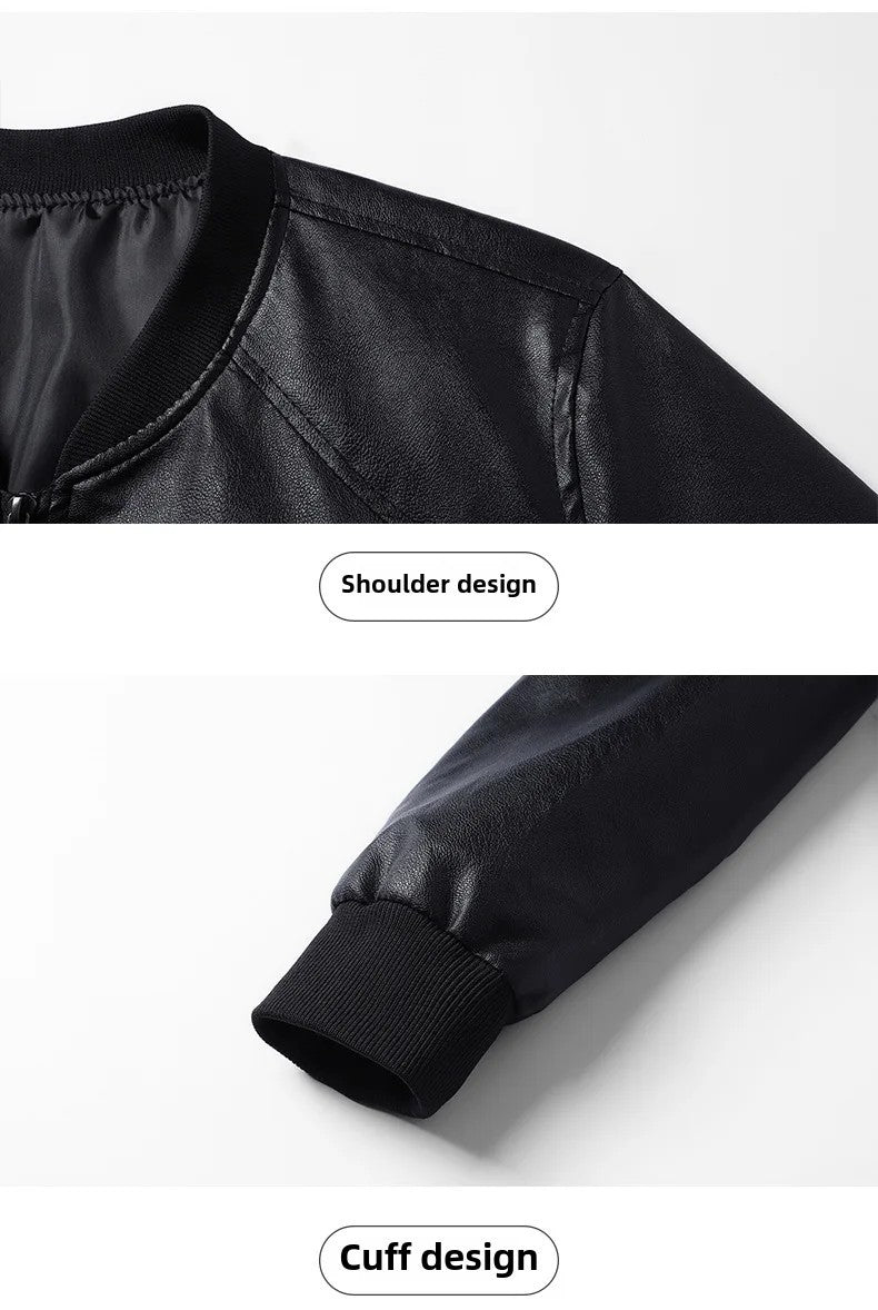 Men's Slim Fit Leather Jacket 2025 New Style Versatile Cool Fashionable PU Leather Coat Casual Streetwear