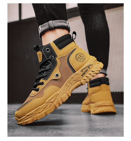 Men's work boots winter lace-up men's shoes warm safety platform size 44 Promotion designer anti-slip fashion