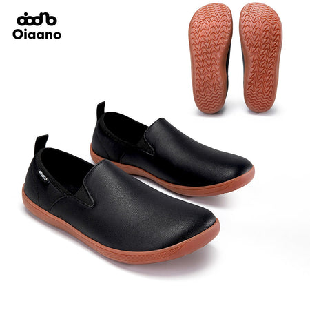Oiaano  Wide Toe Men Minimalist Shoes  Comfortable Sneakers Leather Casual Shoes Black Slip On Leisure Loafers  Drive  Office