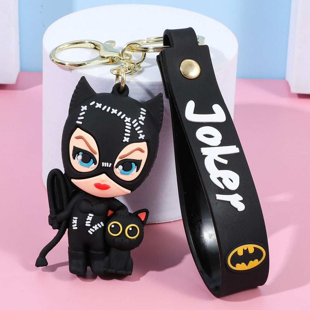 Anime Harley Quinn cartoon Marvel Batman Joker image doll bag keychain cute pendant Wonder Woman car accessories keychain