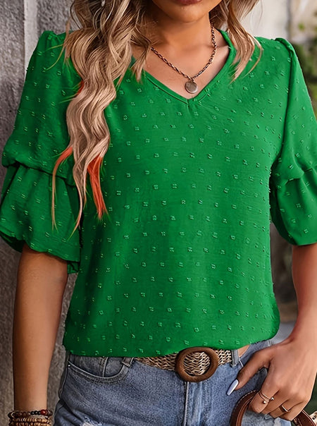 Green Women's plus size shirt summer chic elegant shirt casual women's fashionable shirt Green