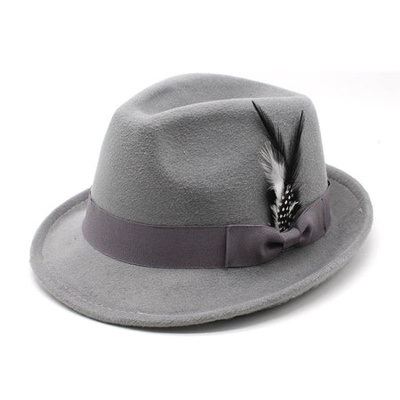 Bow-Knot Feather Hat Autumn and Winter Upturned Brim Hat Fashionable Men's and Women's Cashmere Felt Hat, Ethnic Style New Hat