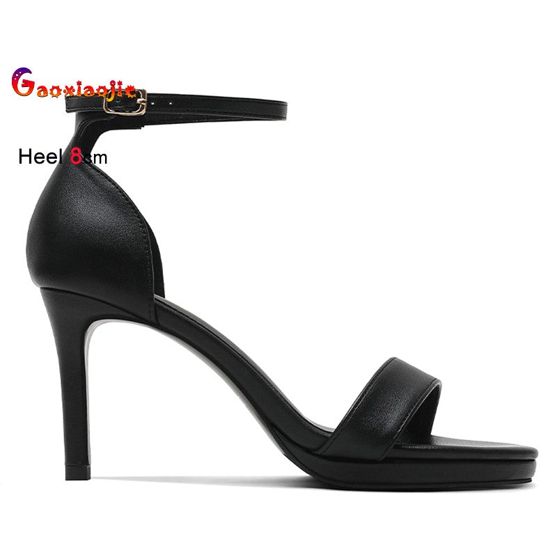 Summer Women's Sandals Solid Color Simple Fashion Buckle Comfortable Casual Sandals Shoes Sexy Elegant Banquet Party High Heels