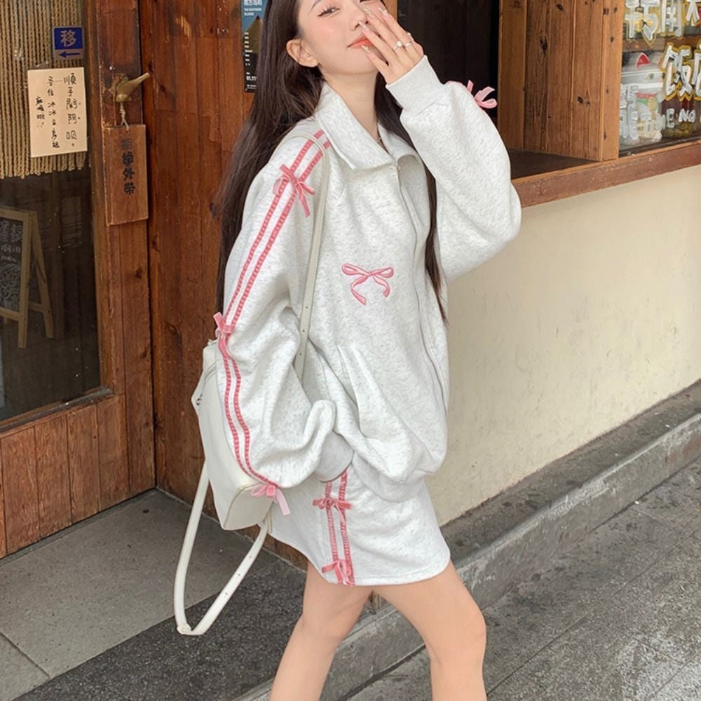 Lapel Collar Long Sleeved Hooded Y2k Sweet Korean Ins Sweatshirts for Women Clothing Loose Autumn Zipper Coat Top Women