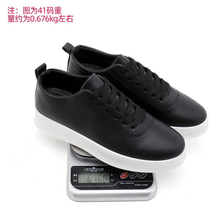 Fashion Thick Sole Black White Soft Men Leather Shoes Platform Men Casual Board Shoes Walking Sport Shoes Lightweight Work Shoes