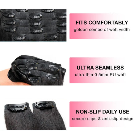 Bone Straight Clip In Human Hair 2/3/5 Pcs/Set 100% Nature Unprocessed Brazilian Virgin Clip on Weave Hair Extension for Women